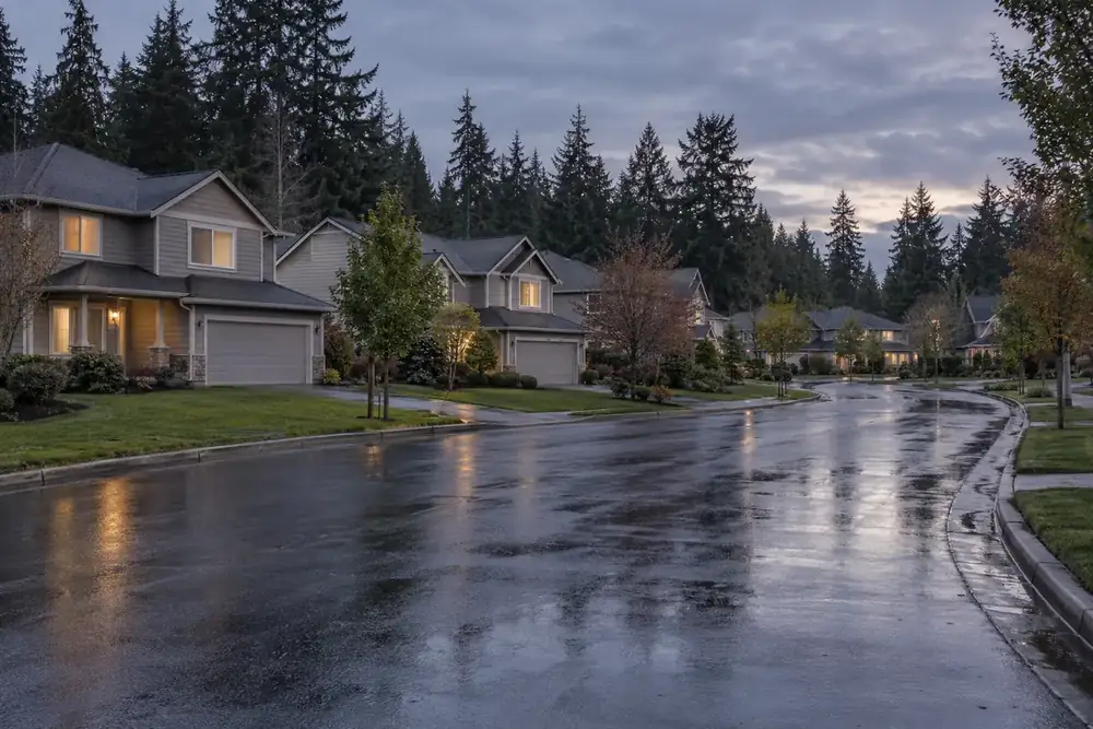Illustration of a typical residential street in the Frederickson, WA area