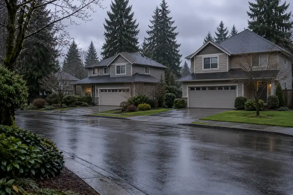 Illustration of a typical residential street in the South Hill, WA area